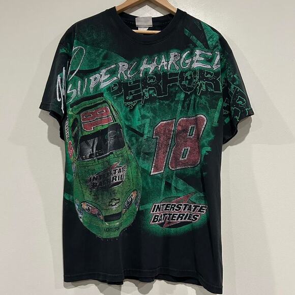Vintage Interstate Batteries Supercharged AOP Racing Tee Shirt - Picture 1 of 7
